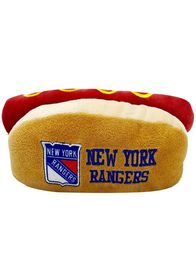 Pets First NHL New York Rangers HOT Dog Plush Dog & CAT Squeak Toy - Cutest HOT-Dog Snack Plush Toy for Dogs & Cats with Inner Squeaker & Beautiful Hockey Team Name/Logo 8 x 5 x 3 Inches - Image 2